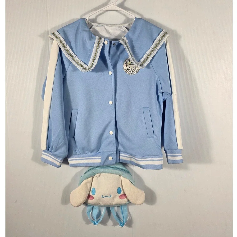 Kids Blue Sanrio Cinnamoroll Bomber Jacket Sailor Collar Lond Sleeves an a Bag - Picture 13 of 13